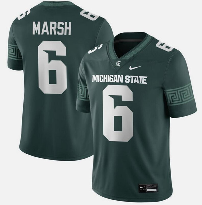 Men's Michigan State Spartans #6 Nick Marsh Green Vapor Limited Stitched Football Jersey